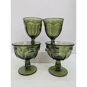 Green Goblets Glasses Fostoria Argus 8 Oz 2 Glasses and 4 Oz 2 Glasses